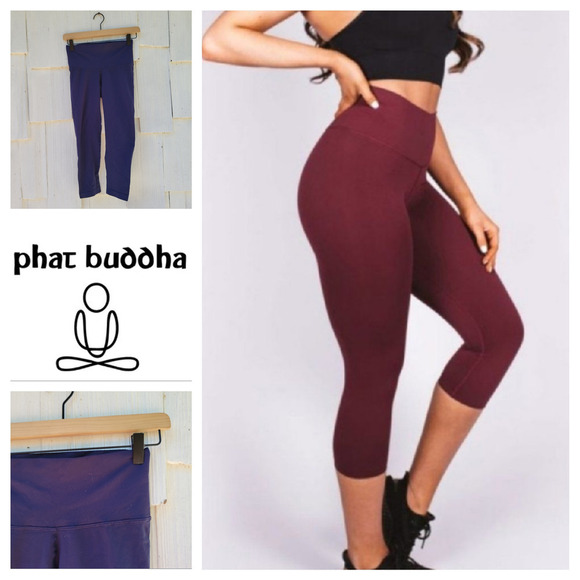 Phat Buddha Navy Seamless Capri Athletic‎ Leggings Size OS - Picture 1 of 6